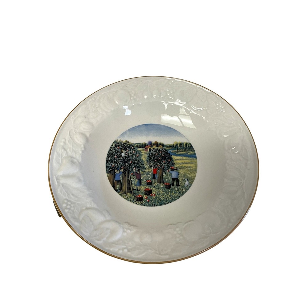 Tabletops Dinner Plate Four Seasons Apple Harvest Folk Art Embossed Rim